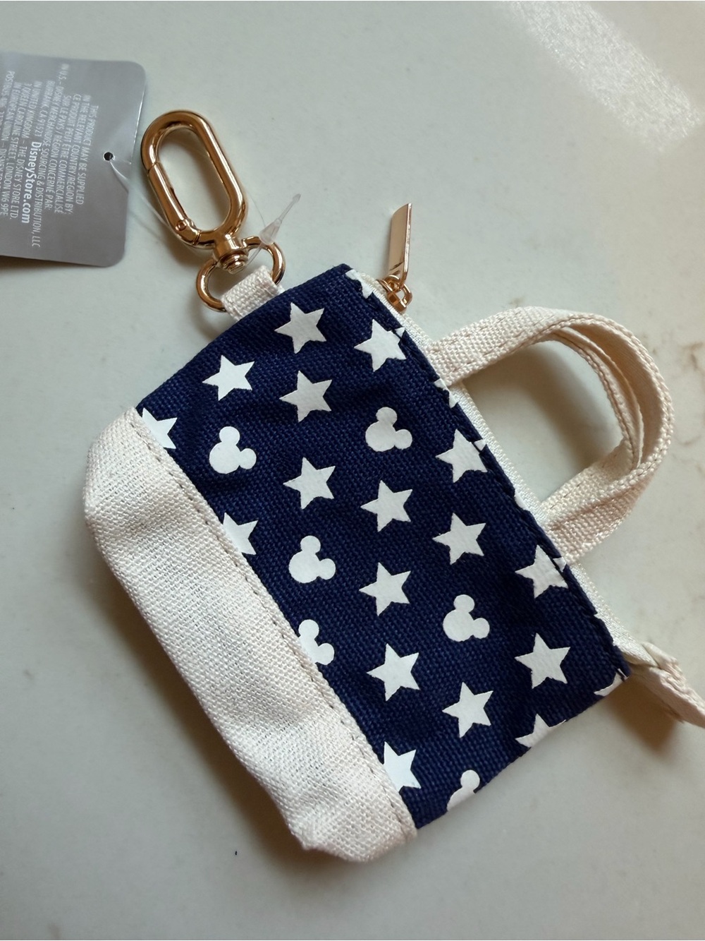 Disney Navy Star & Mickey Mini Canvas Keychain Bag